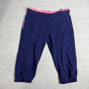 Kappa Italia Womens Capri Pants Navy Blue Drawstring Waist Comfort Pocket L